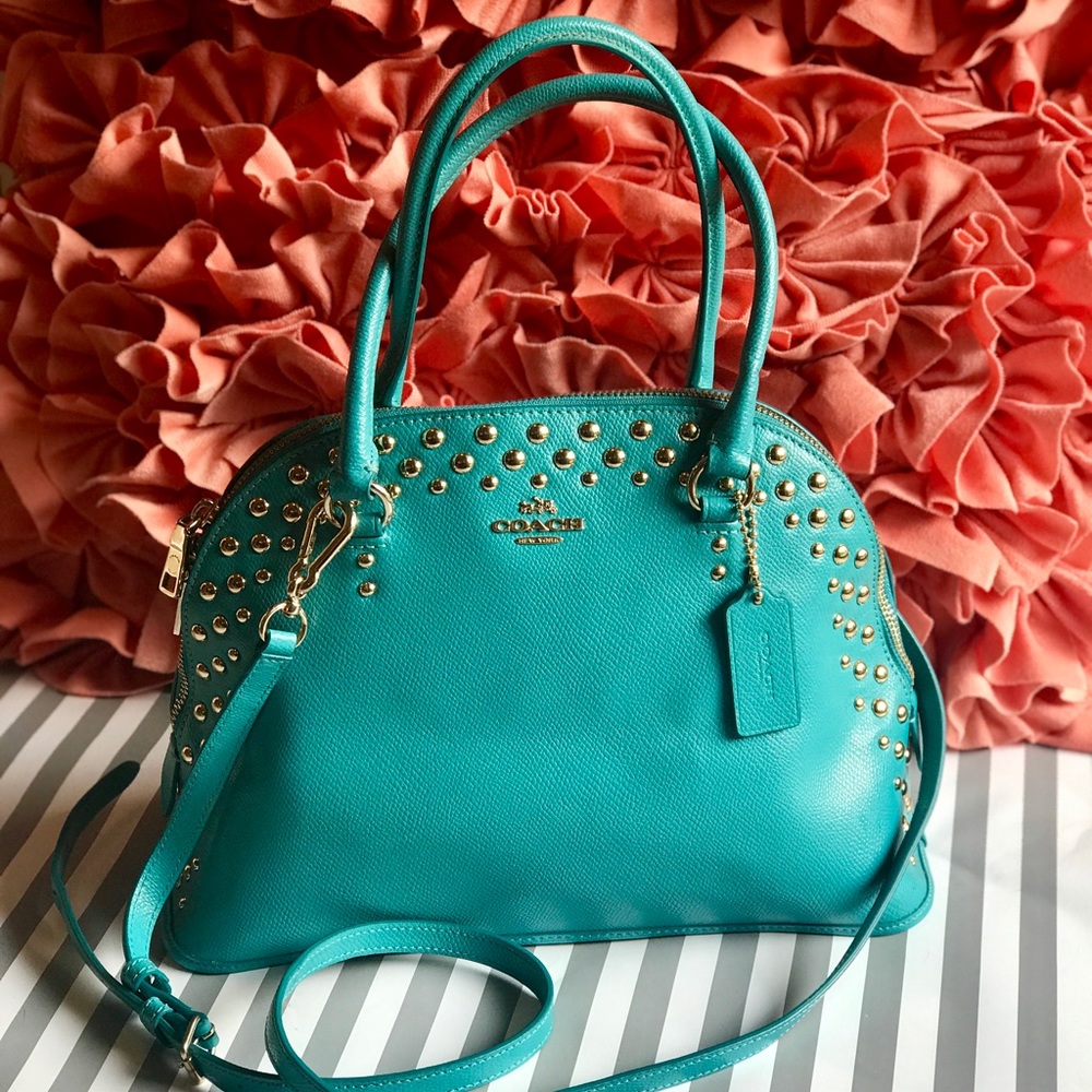 Authentic COACH studded Cora domed satchel
